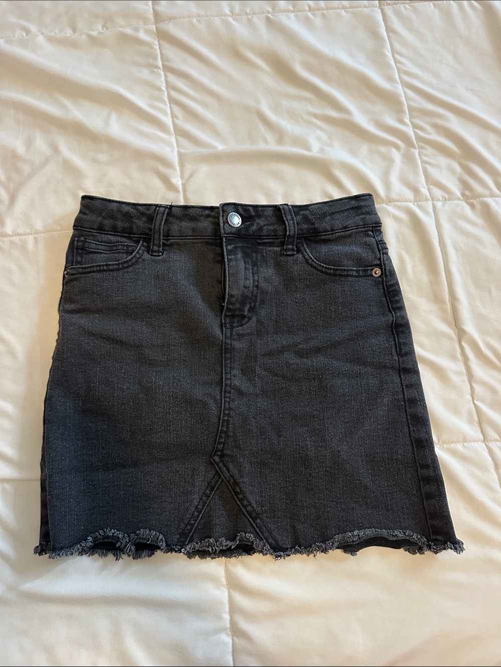 art class Black Frayed-Hem Denim Mini Skirt